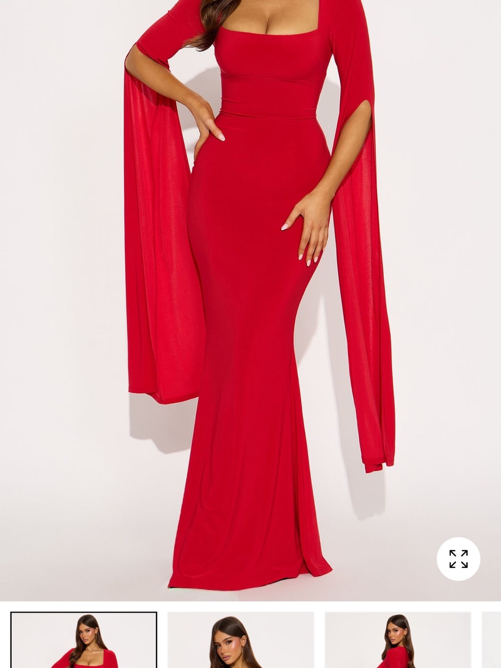 Fashion Nova Red Long Sleeve Maxi Dress